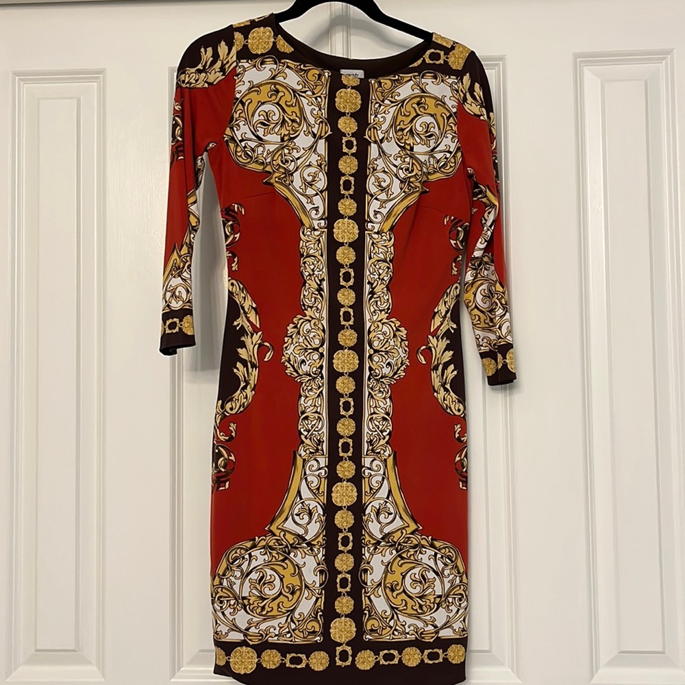 Cache venetian style long sleeve dress